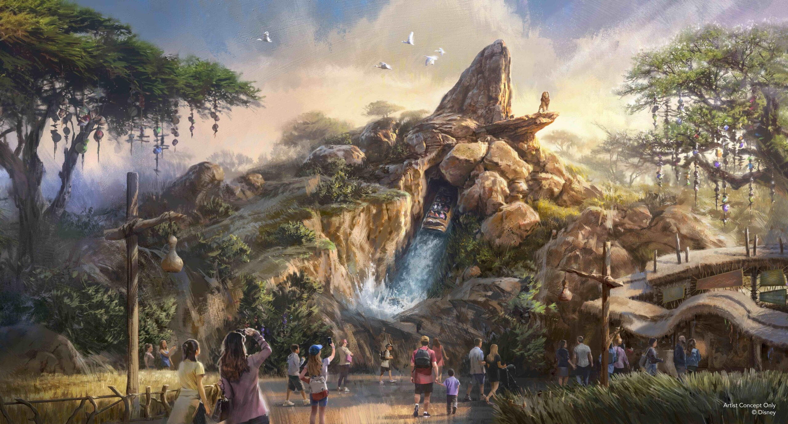 Conceptart van The Lion King attractie - © Disney